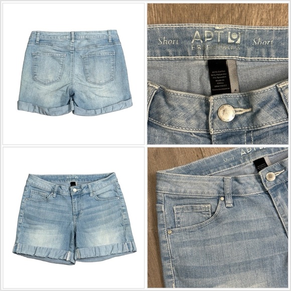 Women’s Apt. 9 4 Small Denim Shorts Jeans Light Washed Navy Blue Rolled Hem - Picture 1 of 8